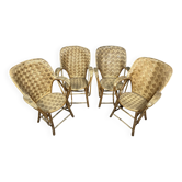 Set of 4 chestnut woven armchairs