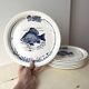 Lot de 6 assiettes à poisson GIEN France vintage, assiettes plates à décor de pêche