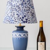 Paire de lampes de table en céramique néerlandaises du milieu du siècle moderne avec nouveaux abat-jours Liberty