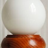 Wooden & opaline “ball” lamp