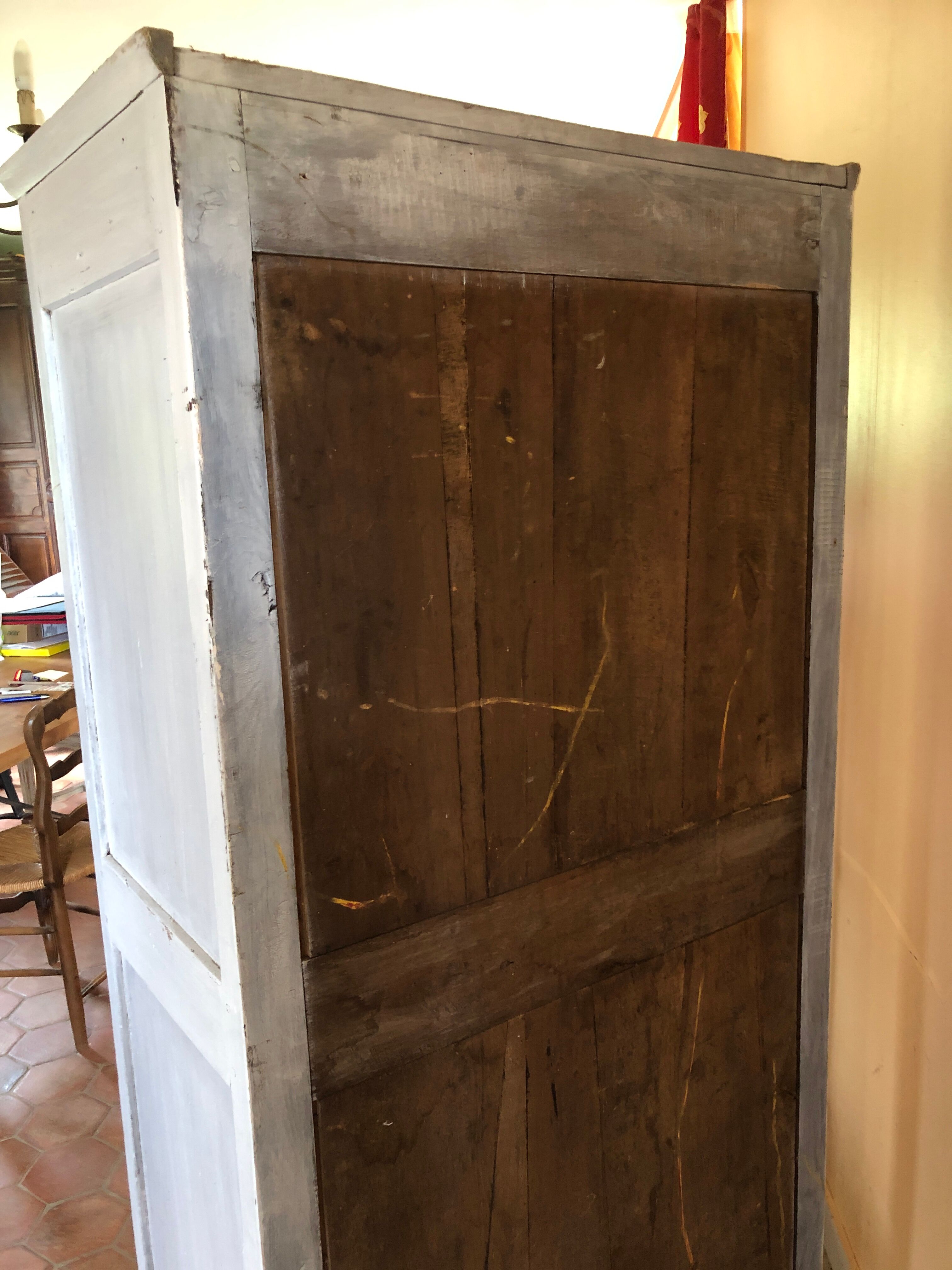 Wardrobe a door in white wood painted gray