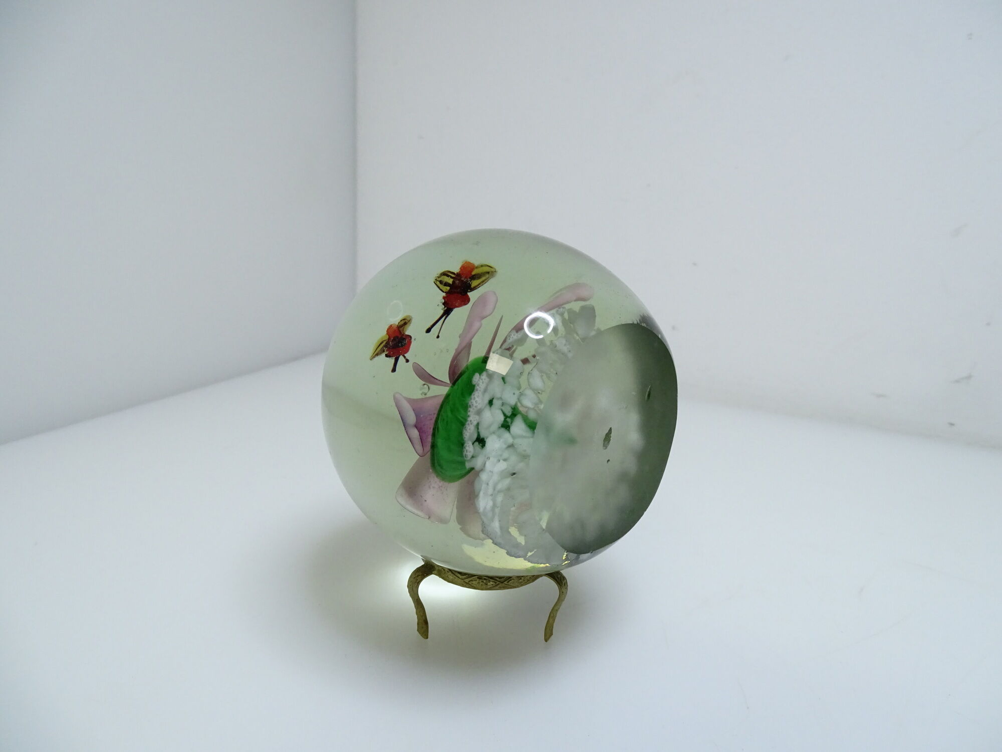 Paper press ball parchment flower, frogs and vintage insects