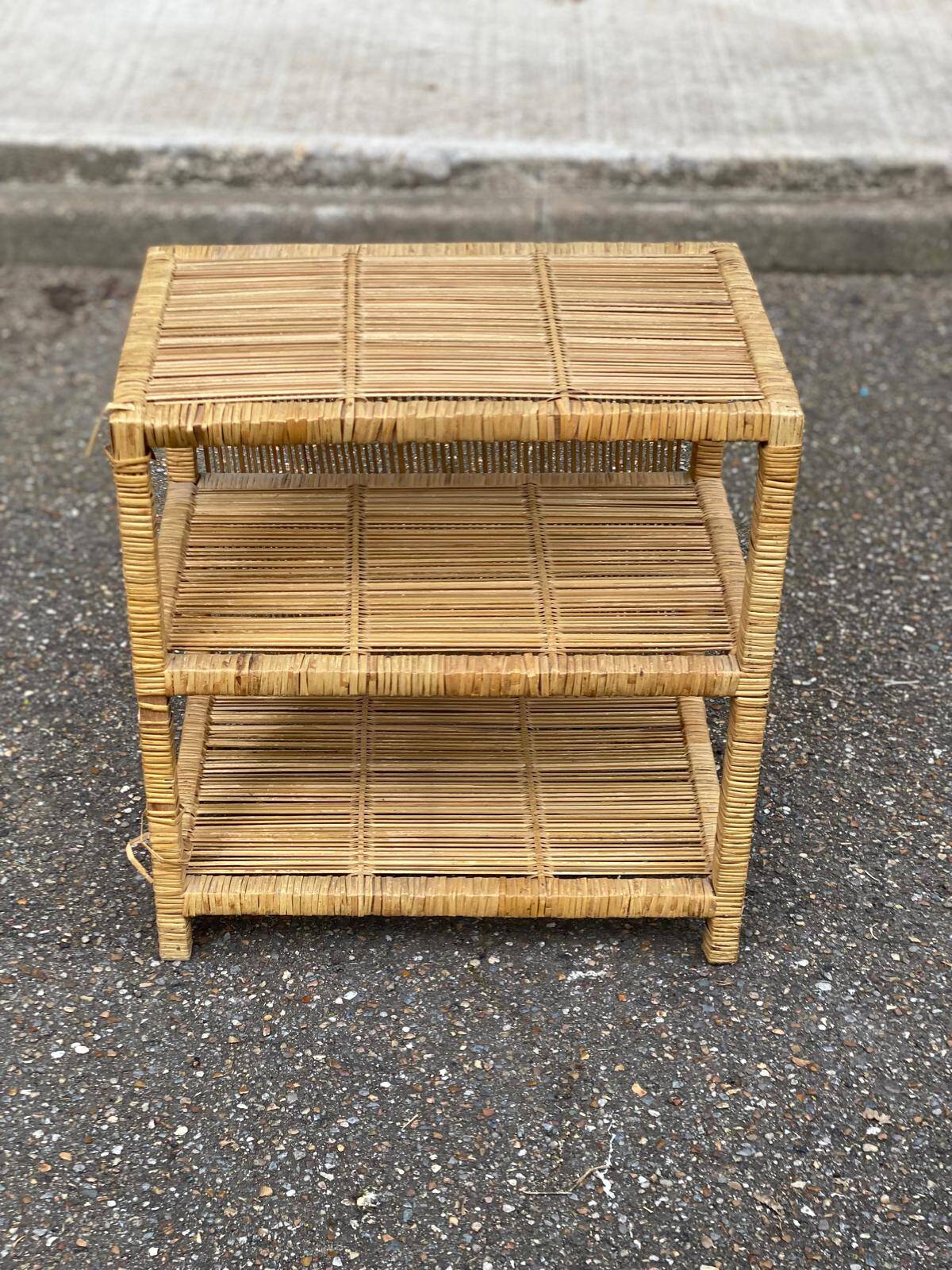 Vintage shelf in rattan and wicker 51cm