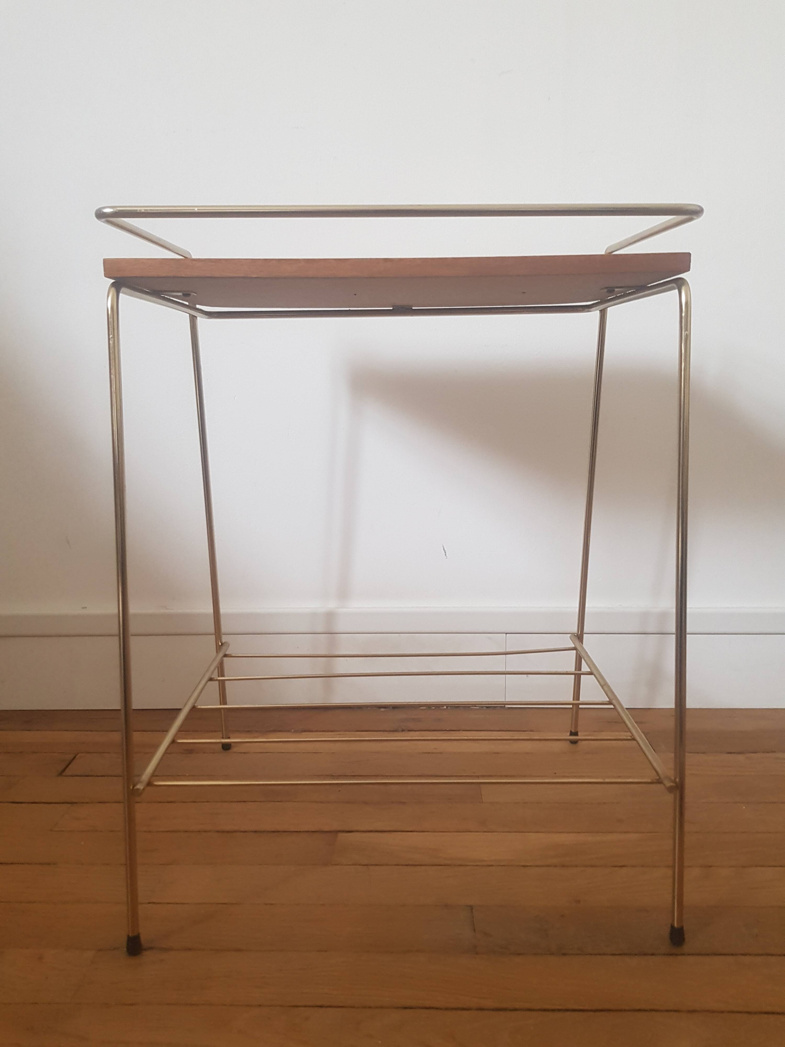 Metal and wood end table