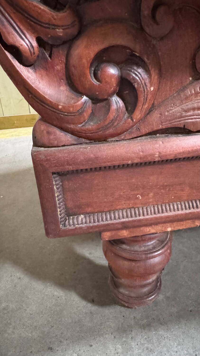 Mahogany wood/fabric bench circa 1900
