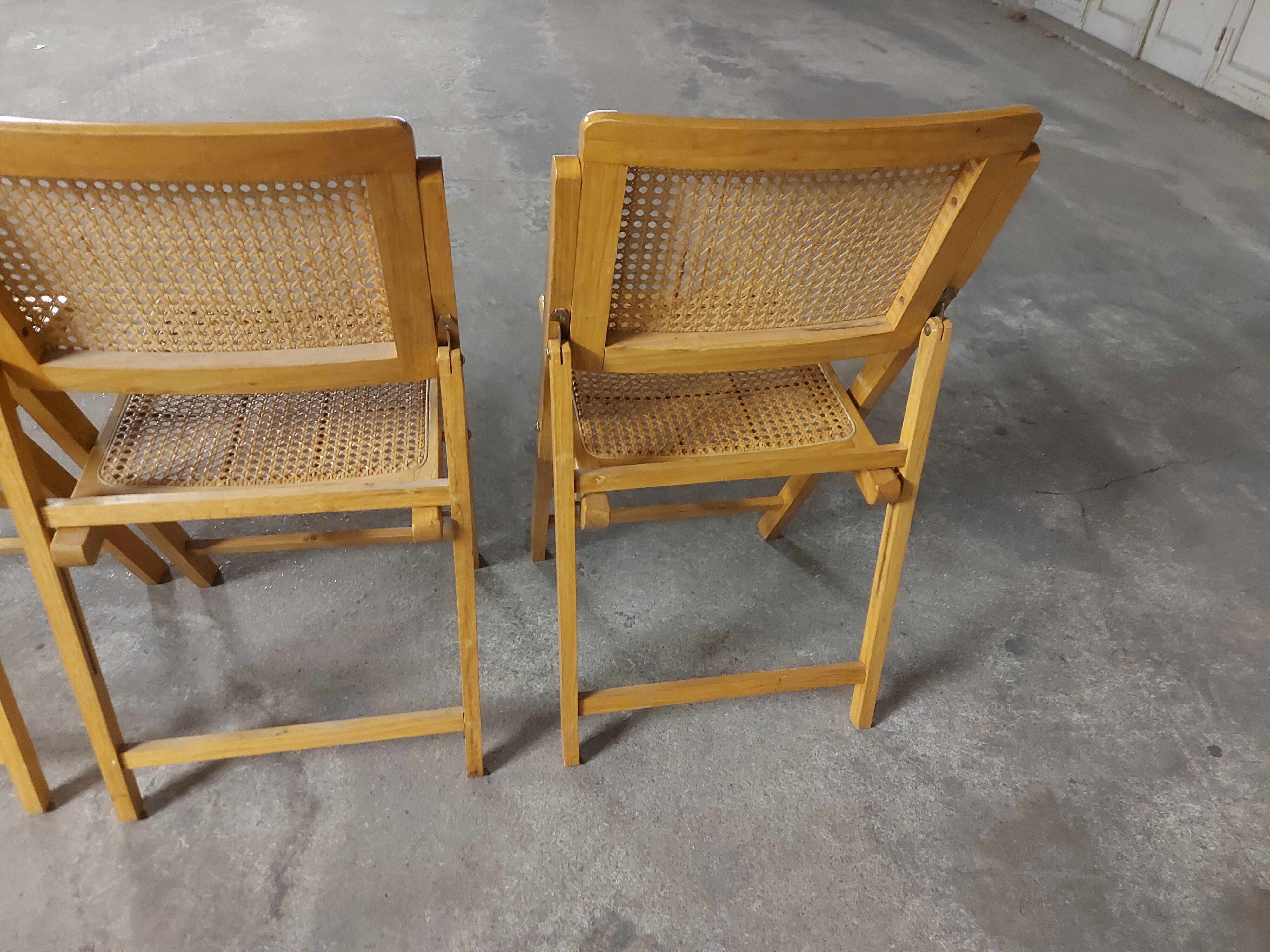 Set de 3 chaises  cannées  pliantes vintages 70