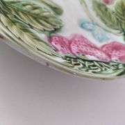 Barbotine plate with strawberries in relief, late 19th and early 20th century