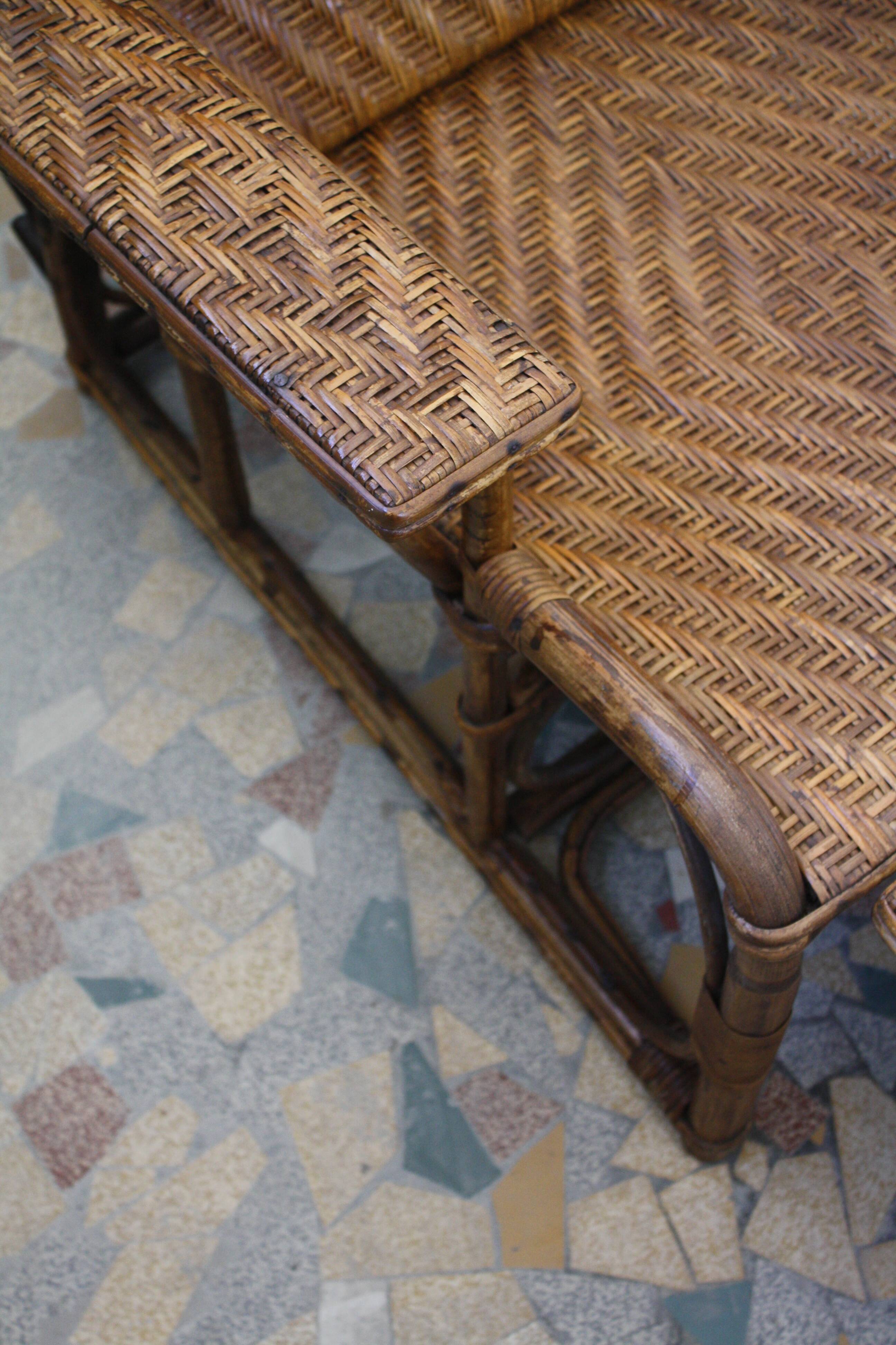 Chair long vintage rattan