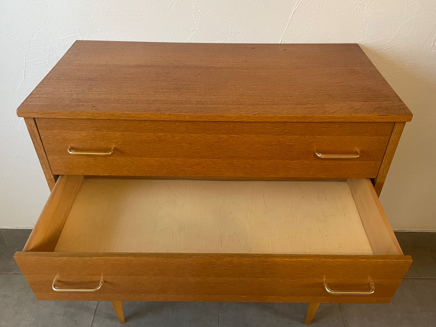 Vintage oak chest of drawers from the 1960s