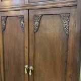 Buffet art déco en chêne - ancien meuble à tourne disque
