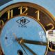 Vintage formica clock silent asymmetrical wall pendulum "MP blue black"