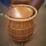 Bar on wheels vintage rattan