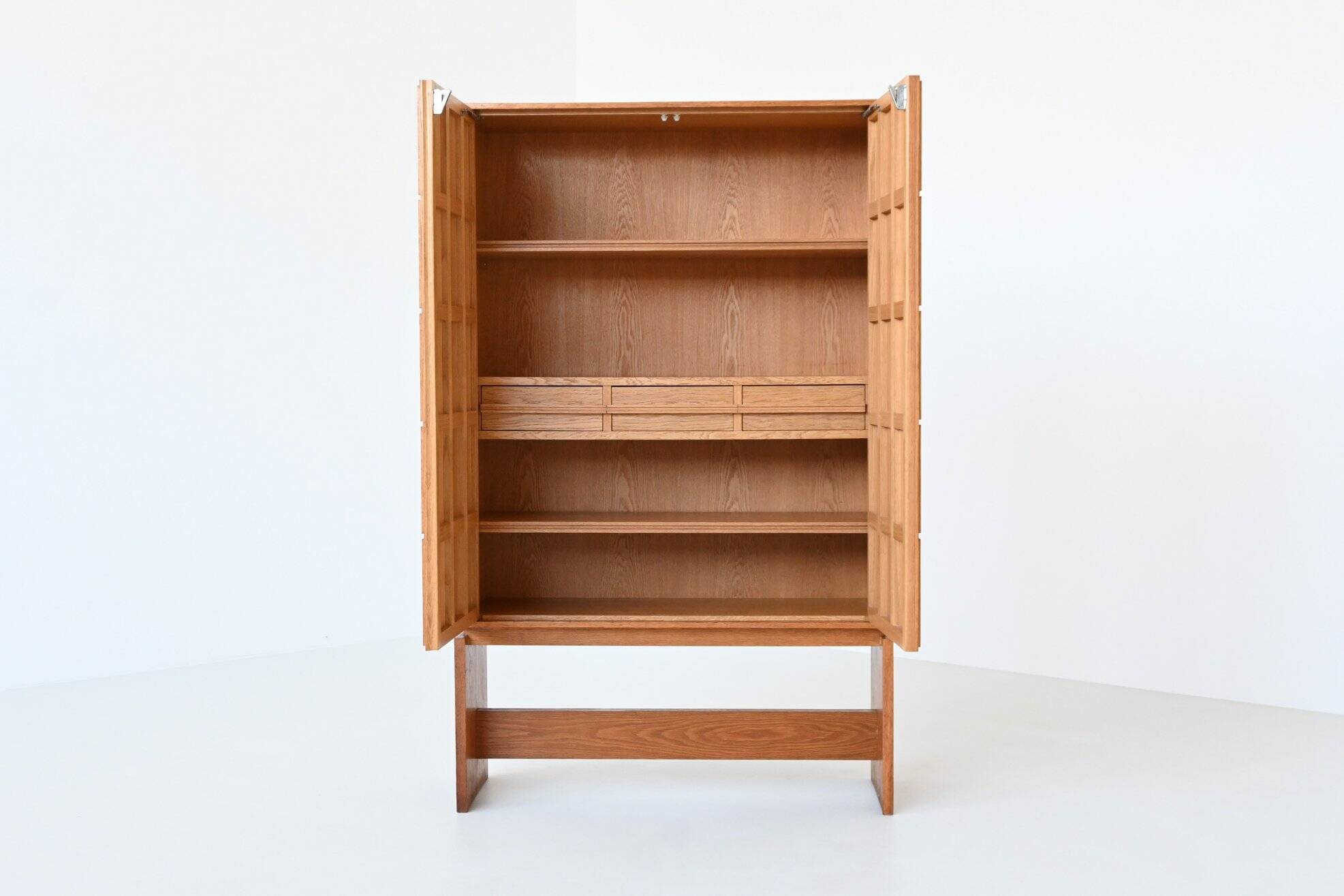 Large Brutalist highboard in oak Mid-Century Gemany 1970