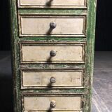 Old wooden dresser, aged green patina