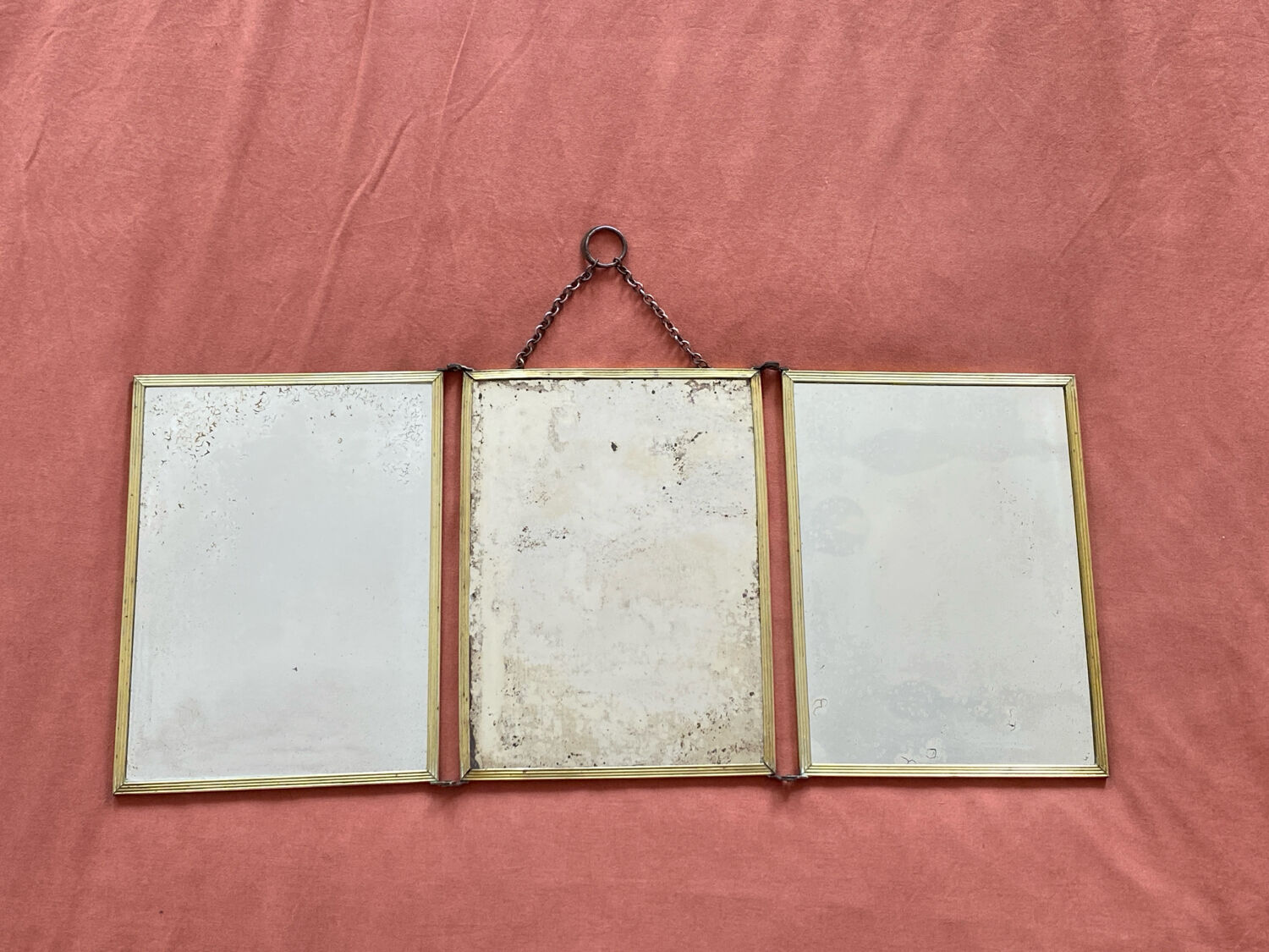Antique Triptych Mirror