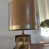 Golden ceramic lamp from the 70s