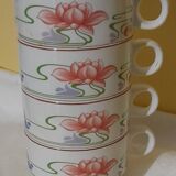 4 chocolate cups in vitro porcelain Villeroy & Boch model Florida diam 9 cm