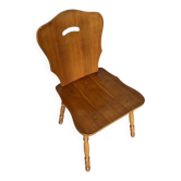 Chaise Ancienne Ferme Bois Blond Brutaliste Années 60 Vintage #E037