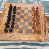 Natural olive wood chessboard