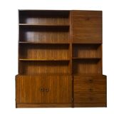 Shelf, 2 sections, rosewood veneer, 1960s/70s. 20th century