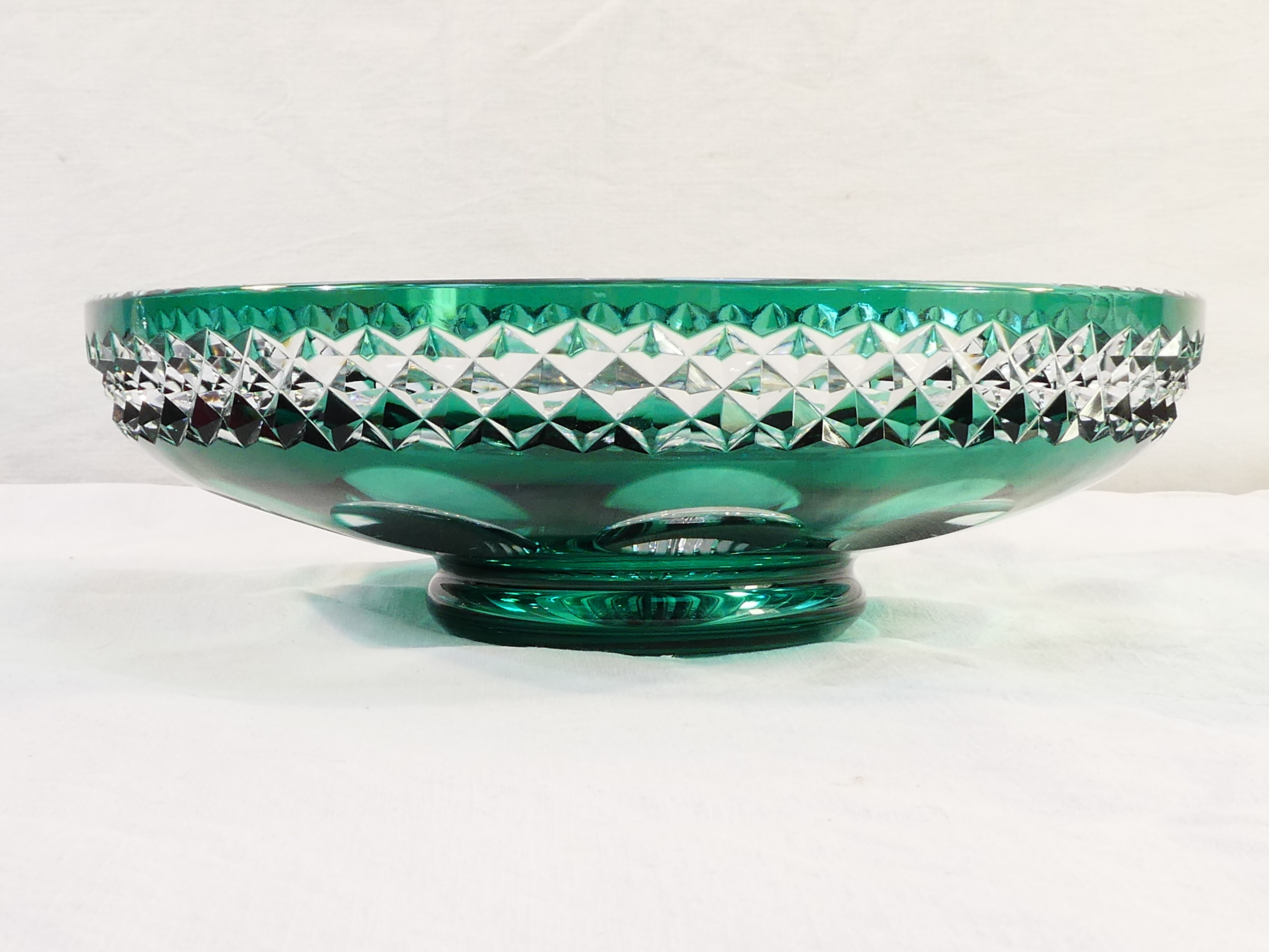 Fruit cup in green cut crystal