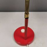 Swedish Elidus table lamp in red with adjustable brass swan neck 1970-80s