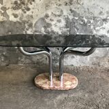 Smoked glass table marble foot