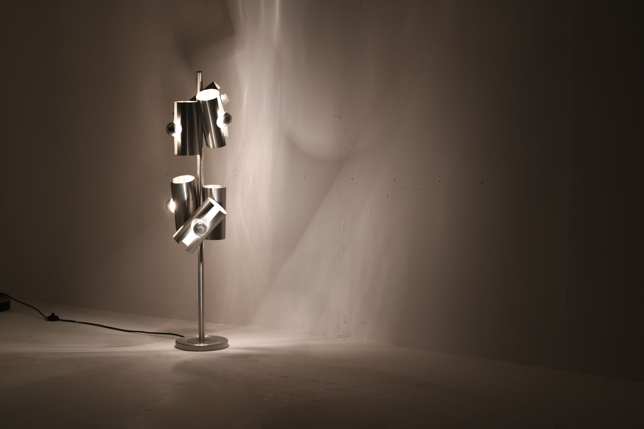 1970s Modernist Brushed Aluminium Floor Lamp