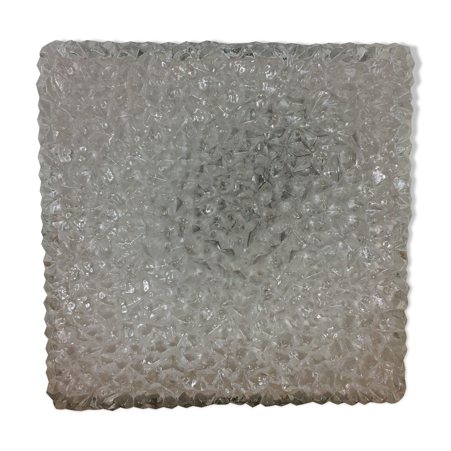 Holophane square wall lamp in chiseled glass, 60s