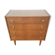 Old chest of drawers 4 drawers wood feet compass 70s vintage scandinavian