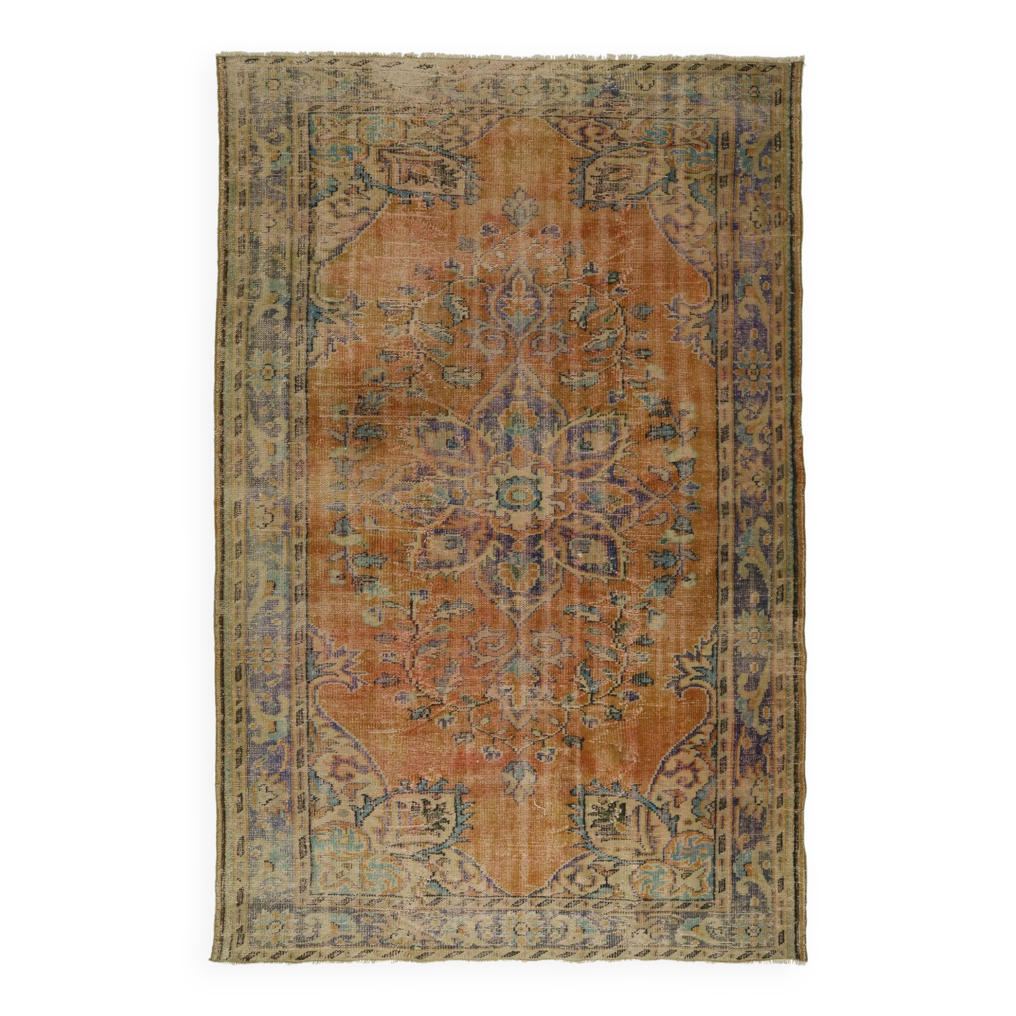 Turkish Anatolian Handmade Vintage Rug 287 cm x 193 cm