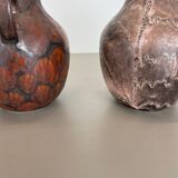 Set of 2 Pottery Vases Fat Lava Abstract Designed by Ruscha, Germany, 1960s