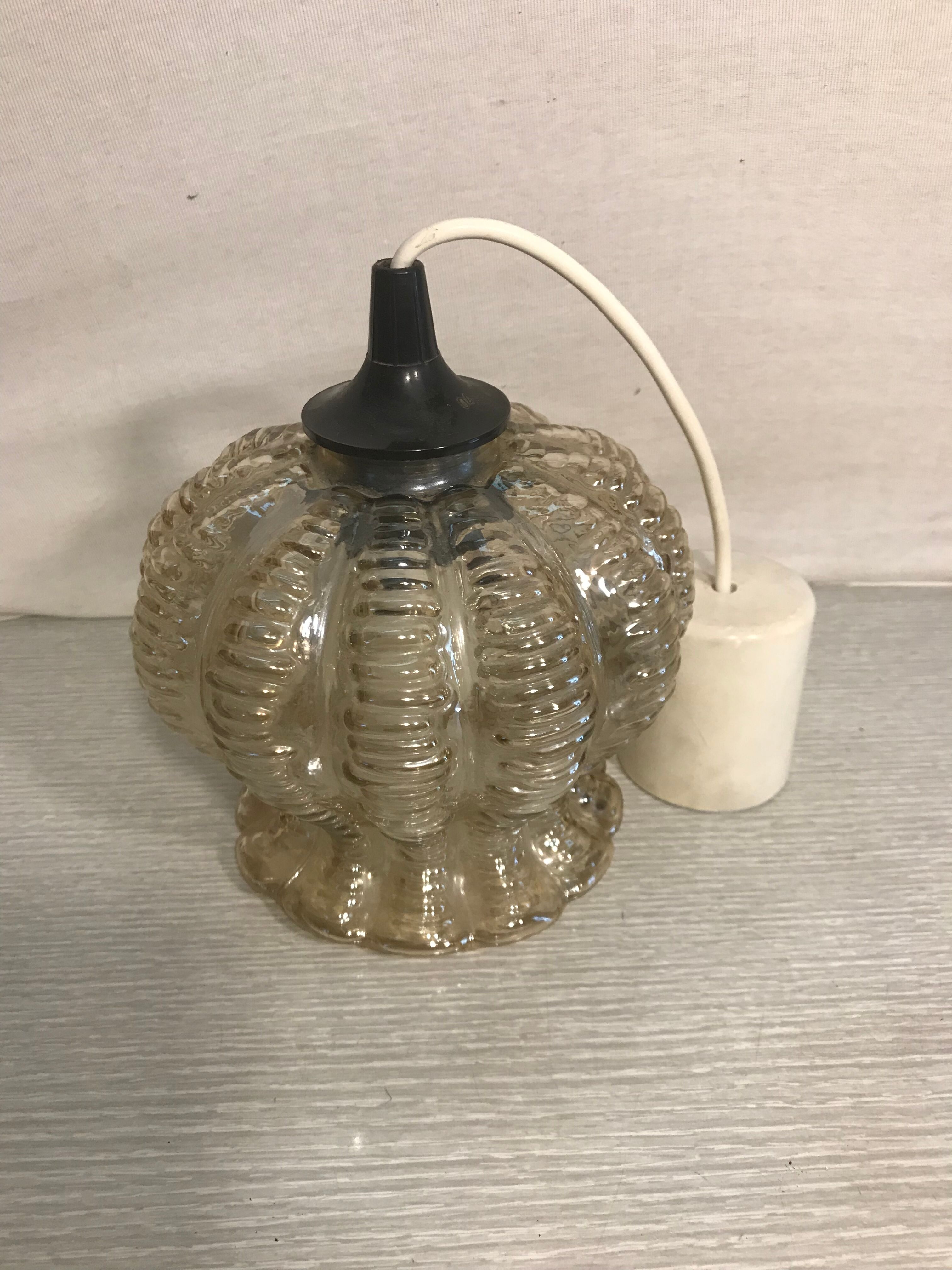 Old glass moulded shape geometric shape years 70 decoration #5