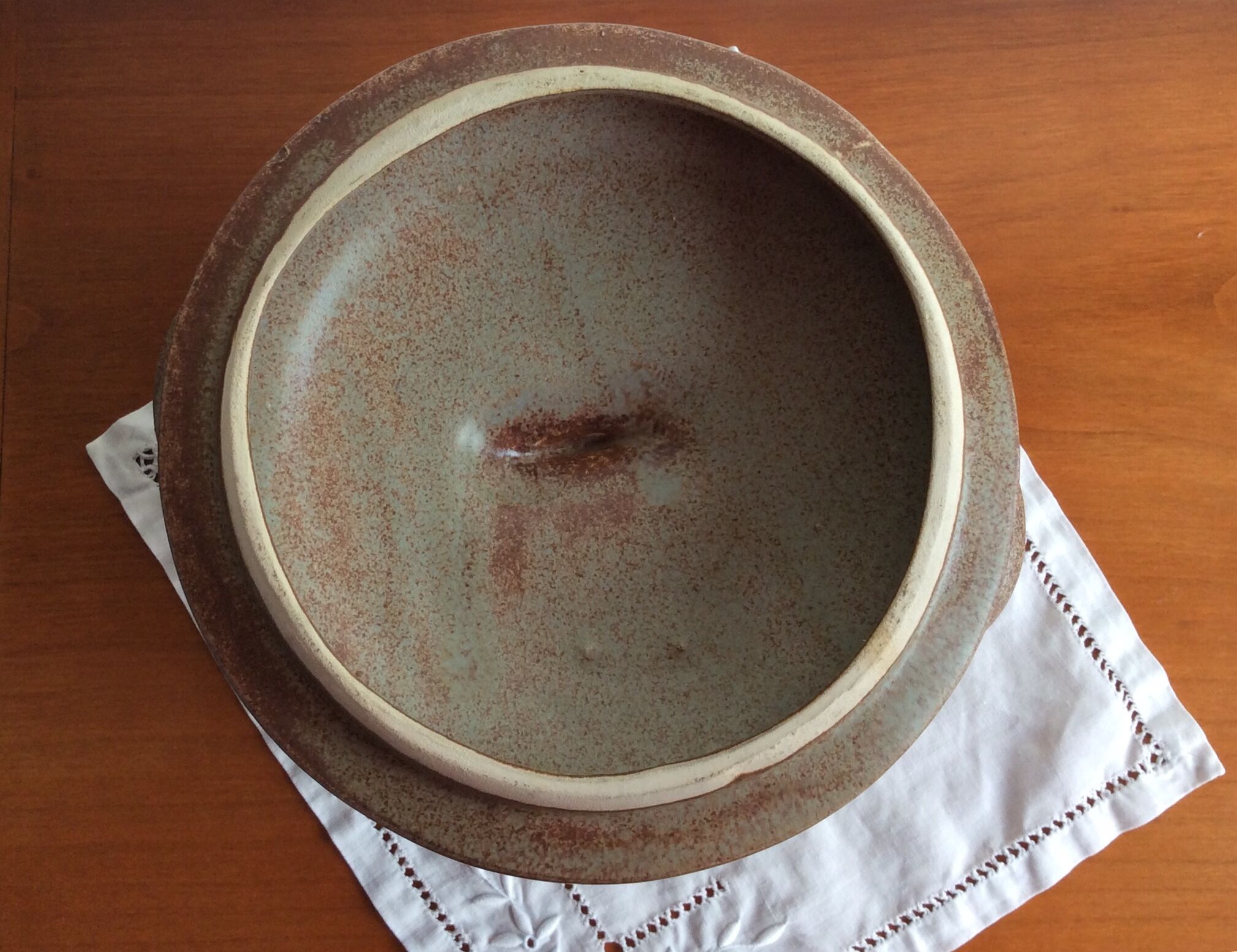 Pot with lid e-mail old sandstone of Vallauris - handmade