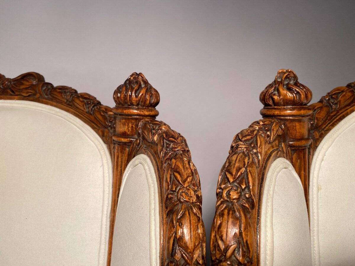 Pair of neoclassical style bergère armchairs