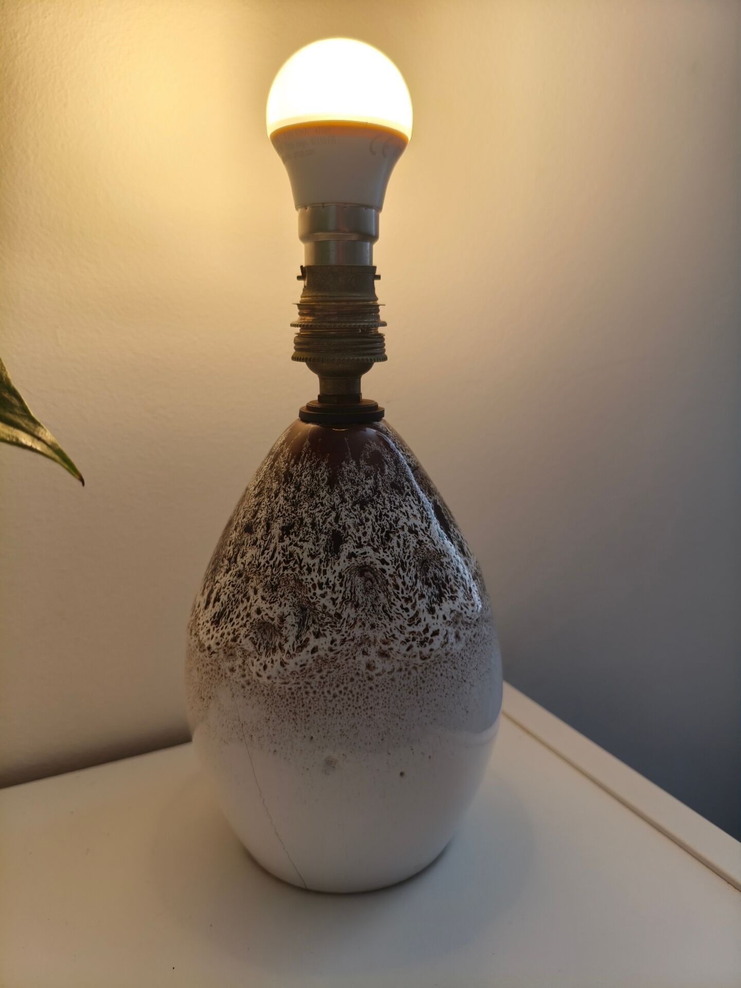 Vintage lamp base in glazed ceramic
