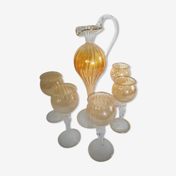 Service de verres et carafe, Murano des années 60/70