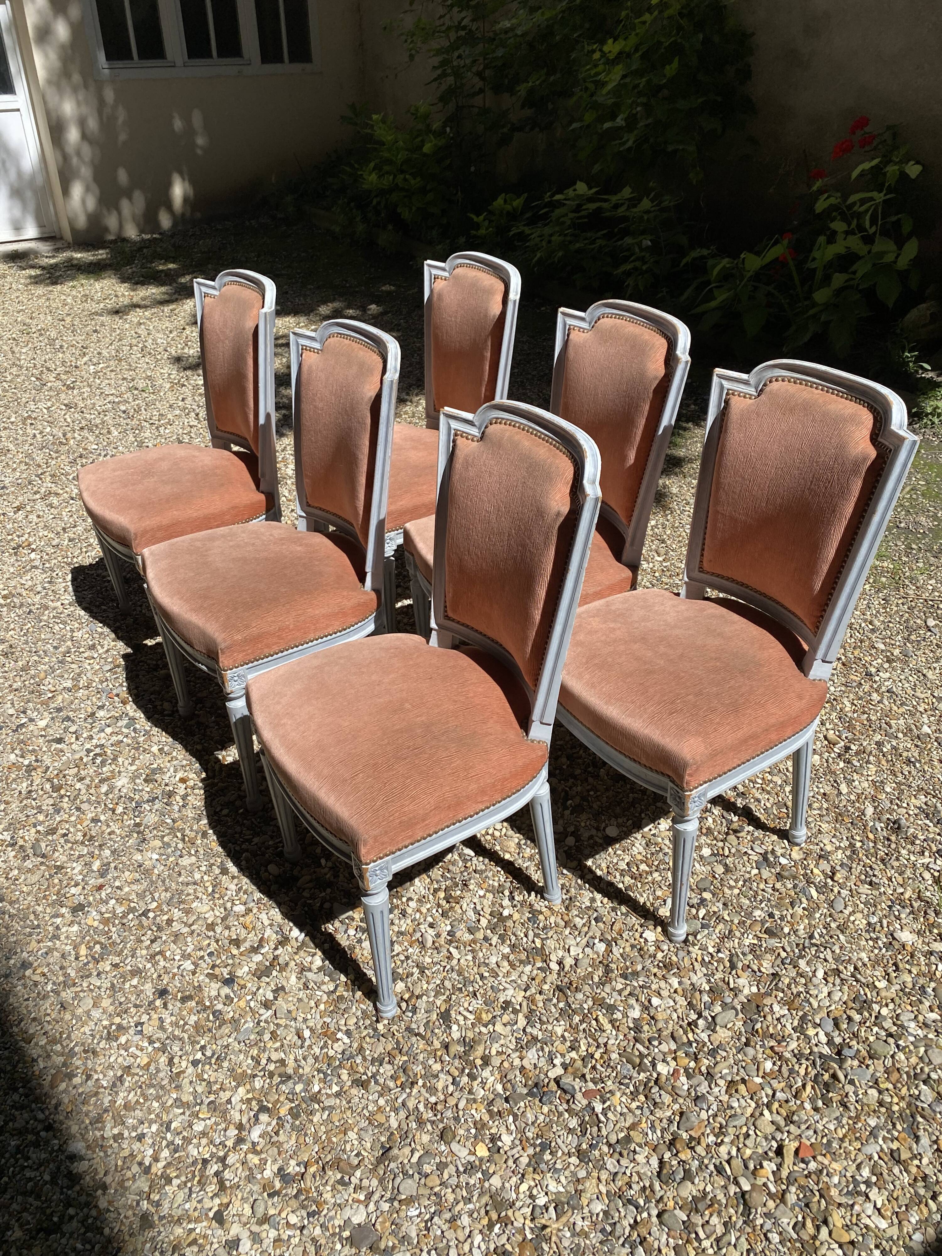 Series of 6 chairs XXeme style Louis XVI