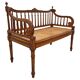 Banc sculpté à la main style Louis XVI avec siège en cannage tissé