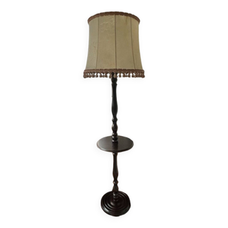 Vintage solid turned wood floor lamp
