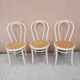 Lot trois Chaises bistrot écru cannage naturel Vintage