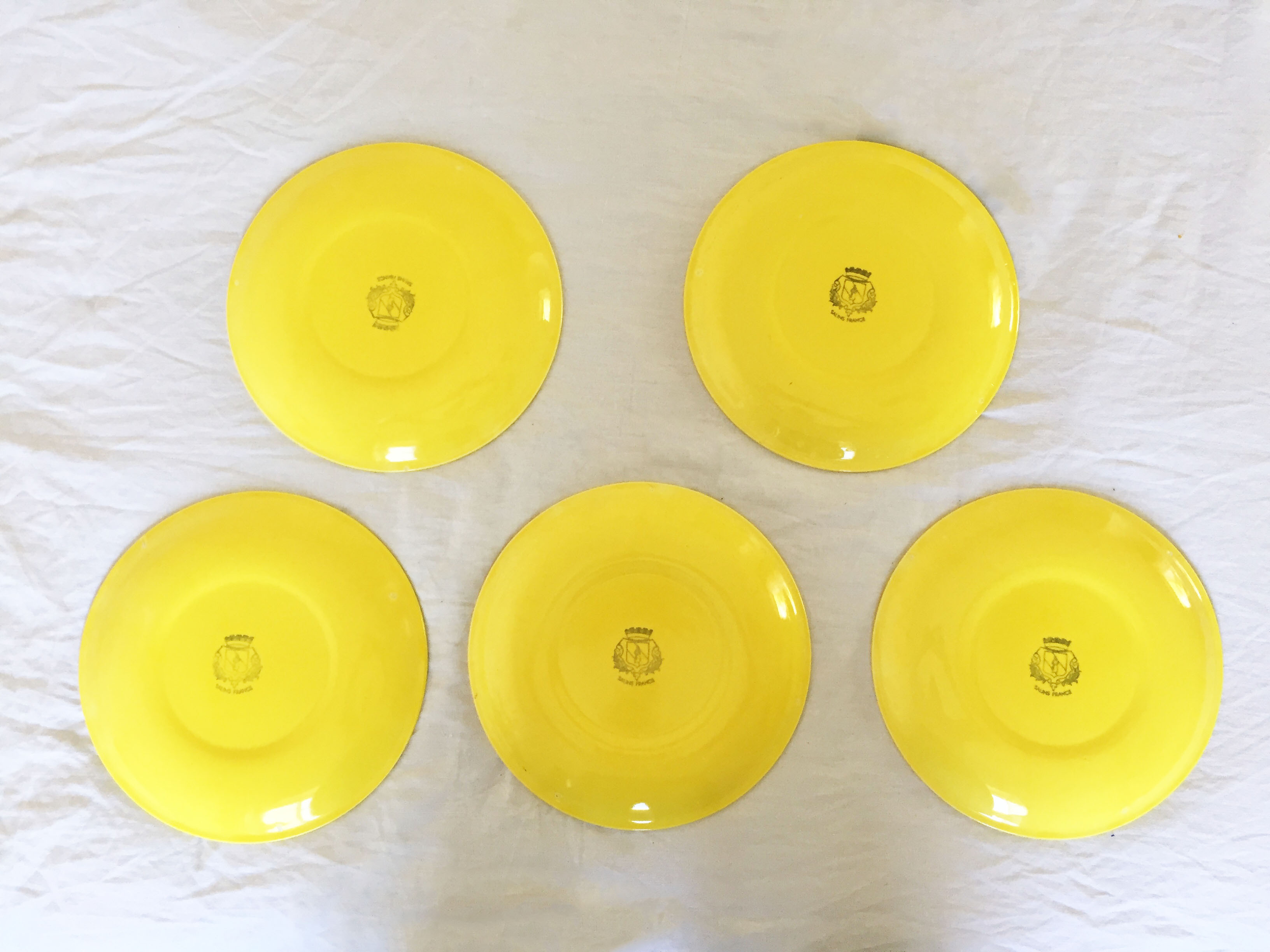 Set of 5 plates salins france yellow