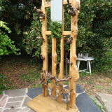 Brutalist coat rack in solid elm