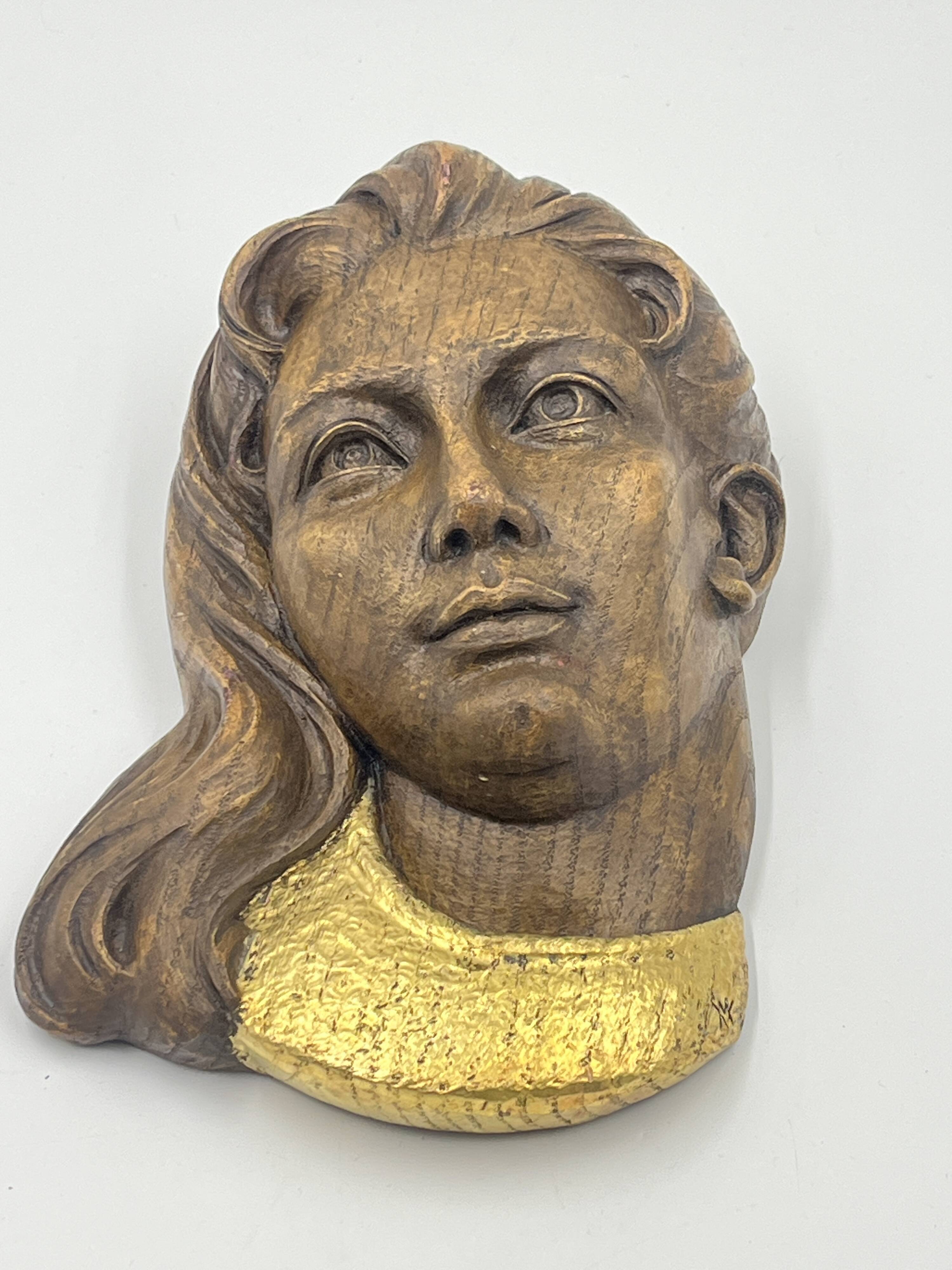 High-Relief Gilded Plaster The Inspired – After Raoul Larche