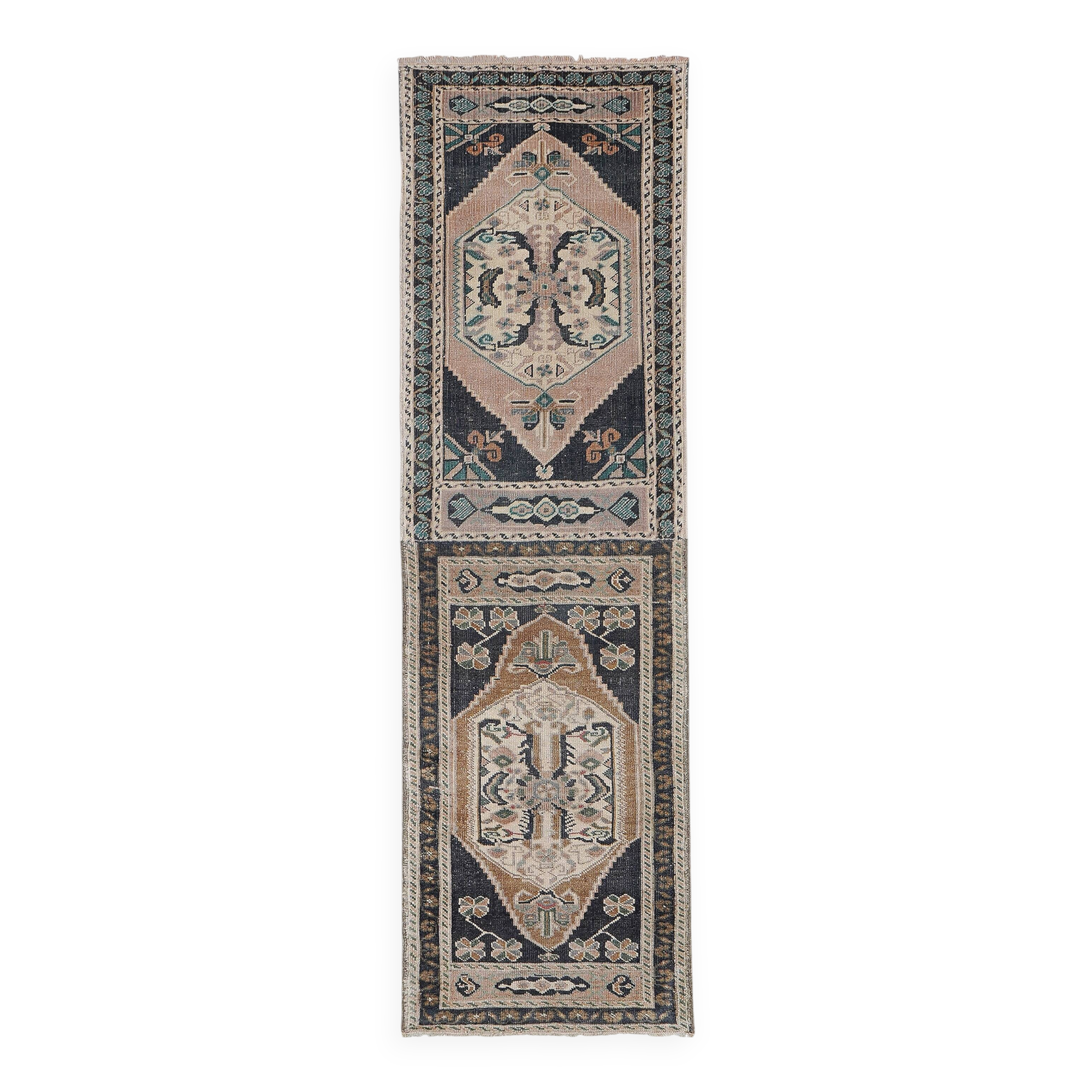 Vintage Turkish Oushak Rug Handwoven 59x200 cm