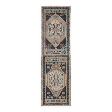 Tapis vintage turc de oushak tissé à la main 59x200 cm