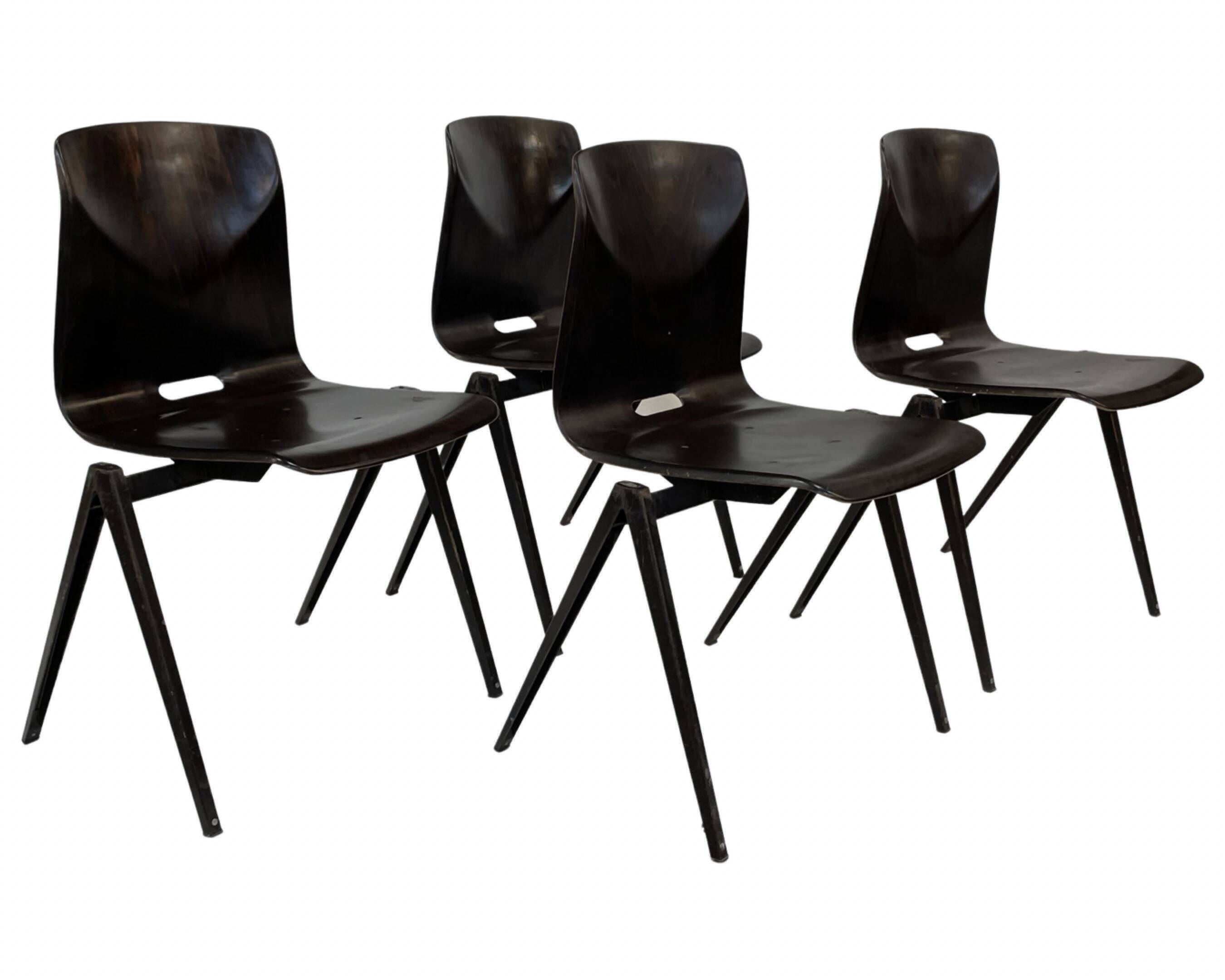 Set of four pagholz galvanitas s22 stackable school chair brown