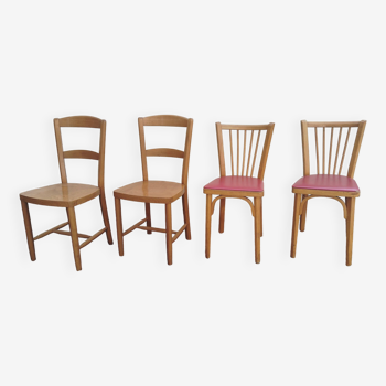 Set of 4 mismatched Baumann bistro chairs (2+2)