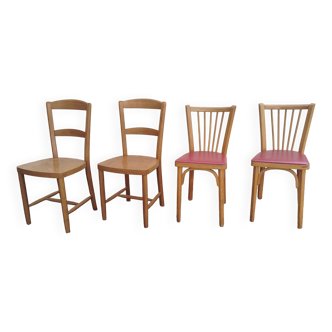 Set 4 chaises bistrot Baumann dépareillées (2+2)