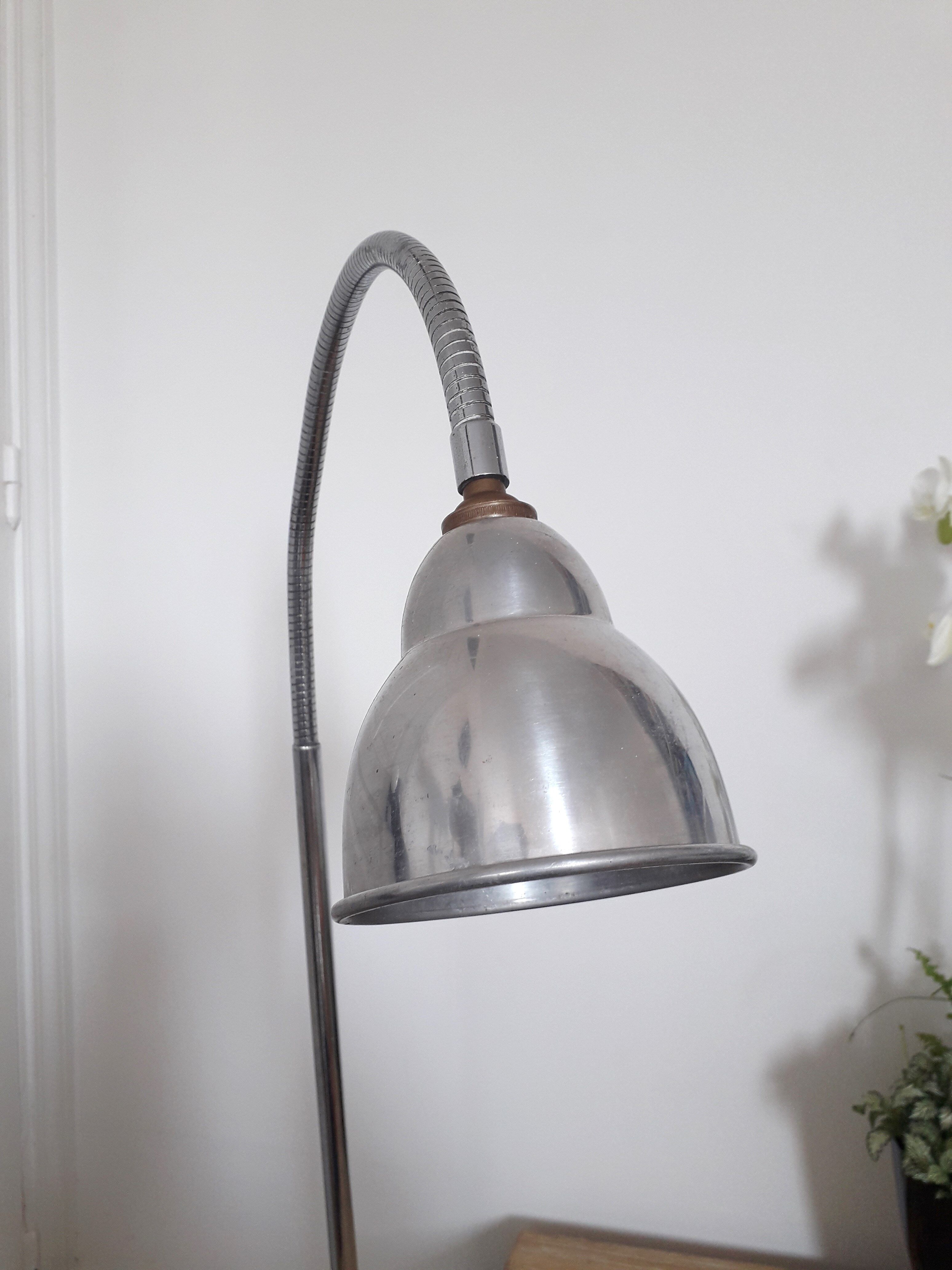 Workshop / industrial lamp - Orientable - Brushed metal - 50s